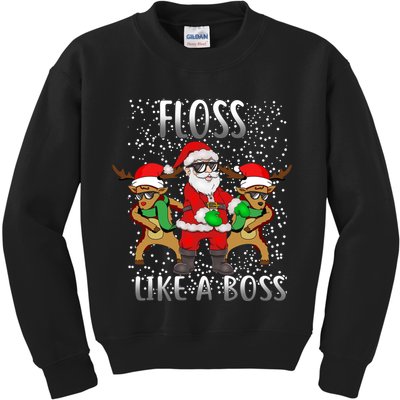 Floss like a Boss Santa Reindeer Kids Sweatshirt