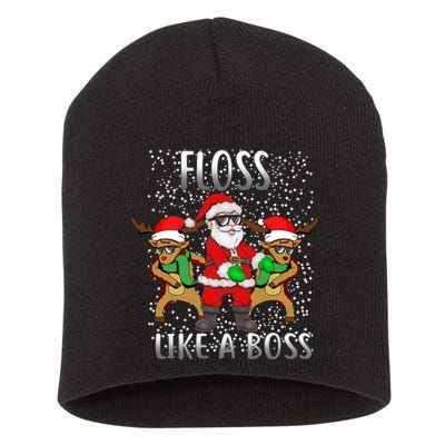 Floss like a Boss Santa Reindeer Short Acrylic Beanie