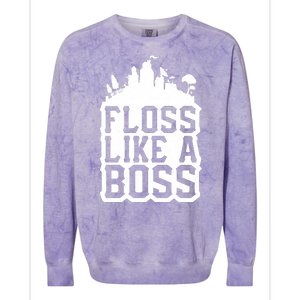 Floss Like A Boss Tower Funny Colorblast Crewneck Sweatshirt