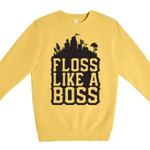 Floss Like A Boss Tower Funny Premium Crewneck Sweatshirt