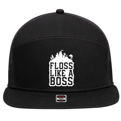 Floss Like A Boss Tower Funny 7 Panel Mesh Trucker Snapback Hat