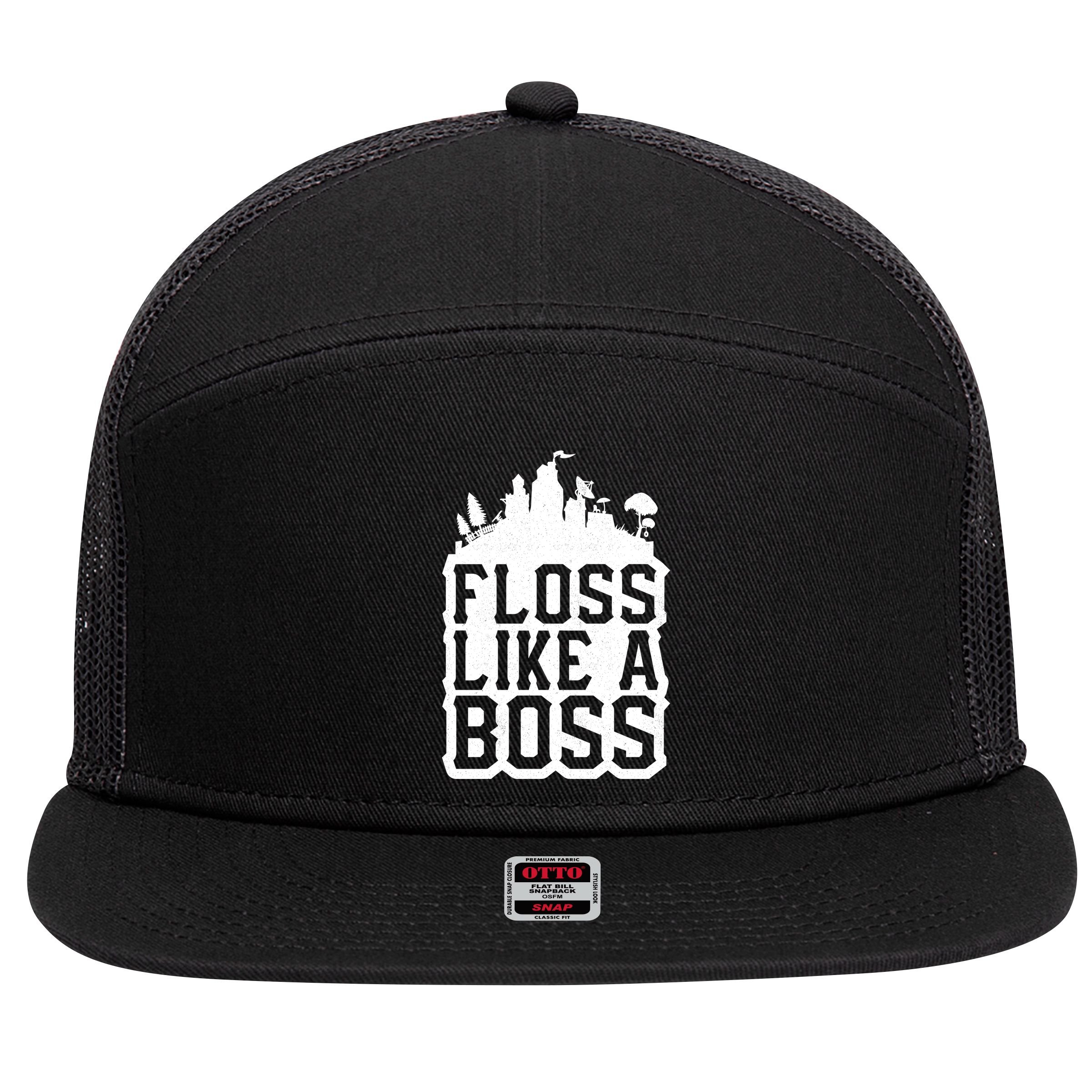 Floss Like A Boss Tower Funny 7 Panel Mesh Trucker Snapback Hat