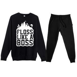 Floss Like A Boss Tower Funny Premium Crewneck Sweatsuit Set