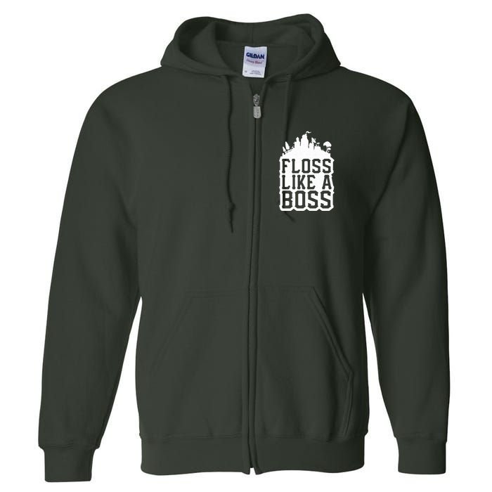 Floss Like A Boss Tower Funny Full Zip Hoodie