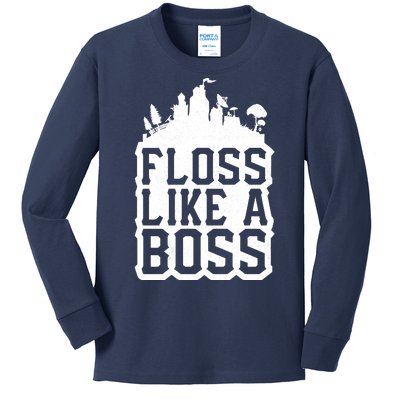 Floss Like A Boss Tower Funny Kids Long Sleeve Shirt