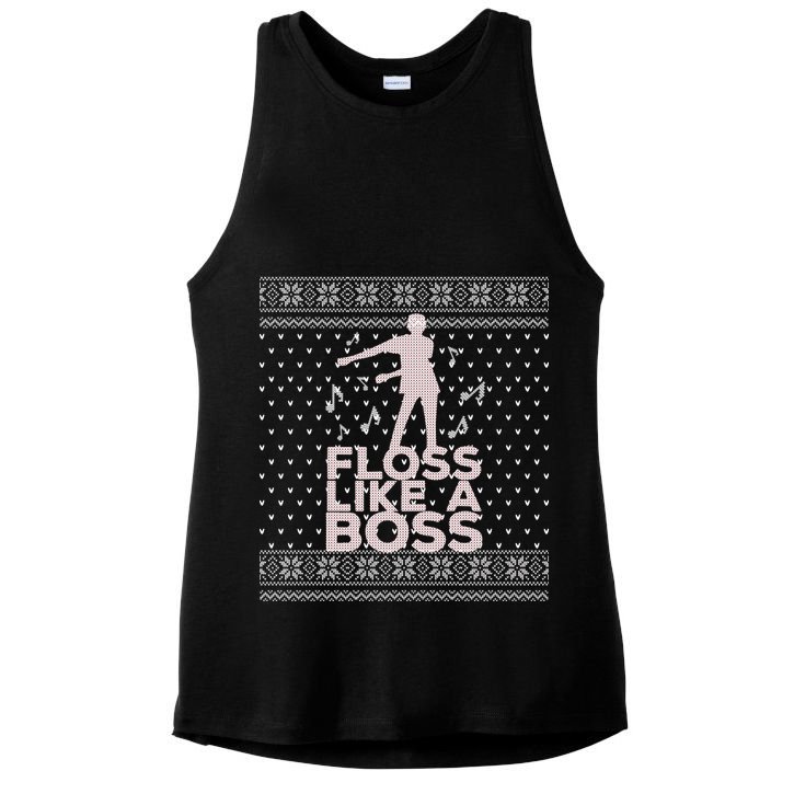 Floss Like A Boss Ugly Christmas Sweater Ladies PosiCharge Tri-Blend Wicking Tank