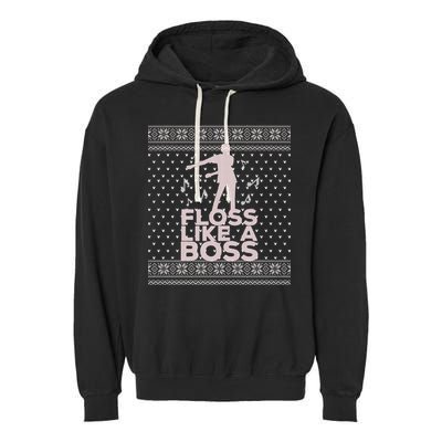 Floss Like A Boss Ugly Christmas Sweater Garment-Dyed Fleece Hoodie