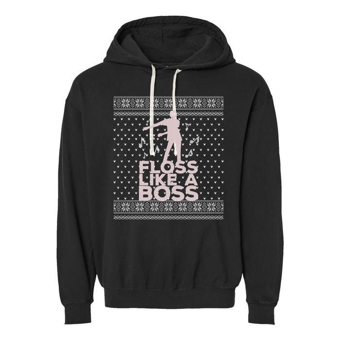 Floss Like A Boss Ugly Christmas Sweater Garment-Dyed Fleece Hoodie