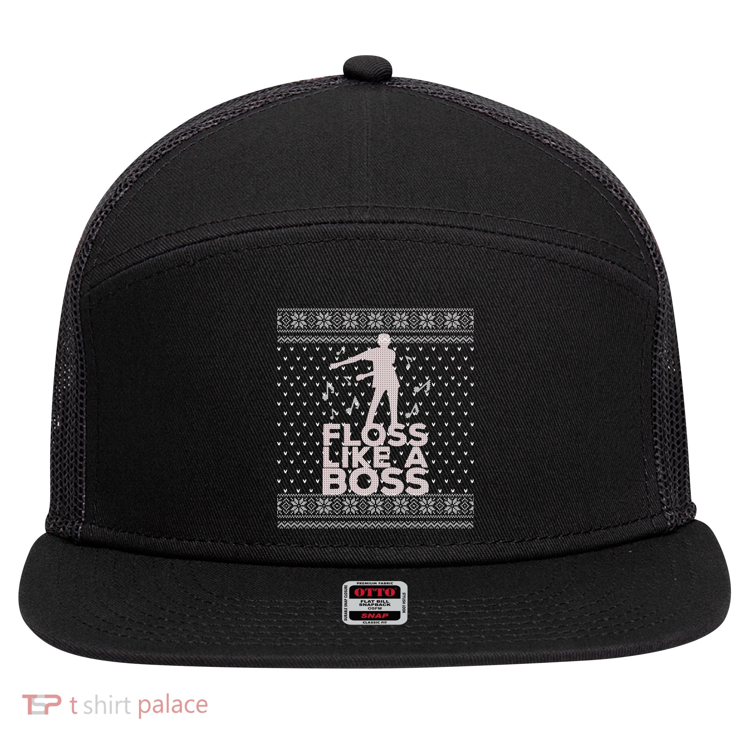Floss Like A Boss Ugly Christmas Sweater 7 Panel Mesh Trucker Snapback Hat