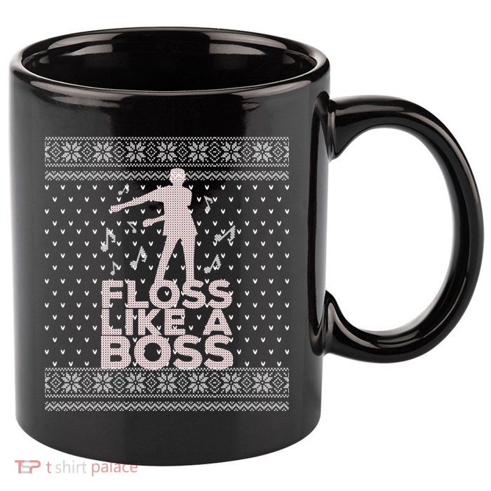 Floss Like A Boss Ugly Christmas Sweater 11oz C Handle Ceramic Mug