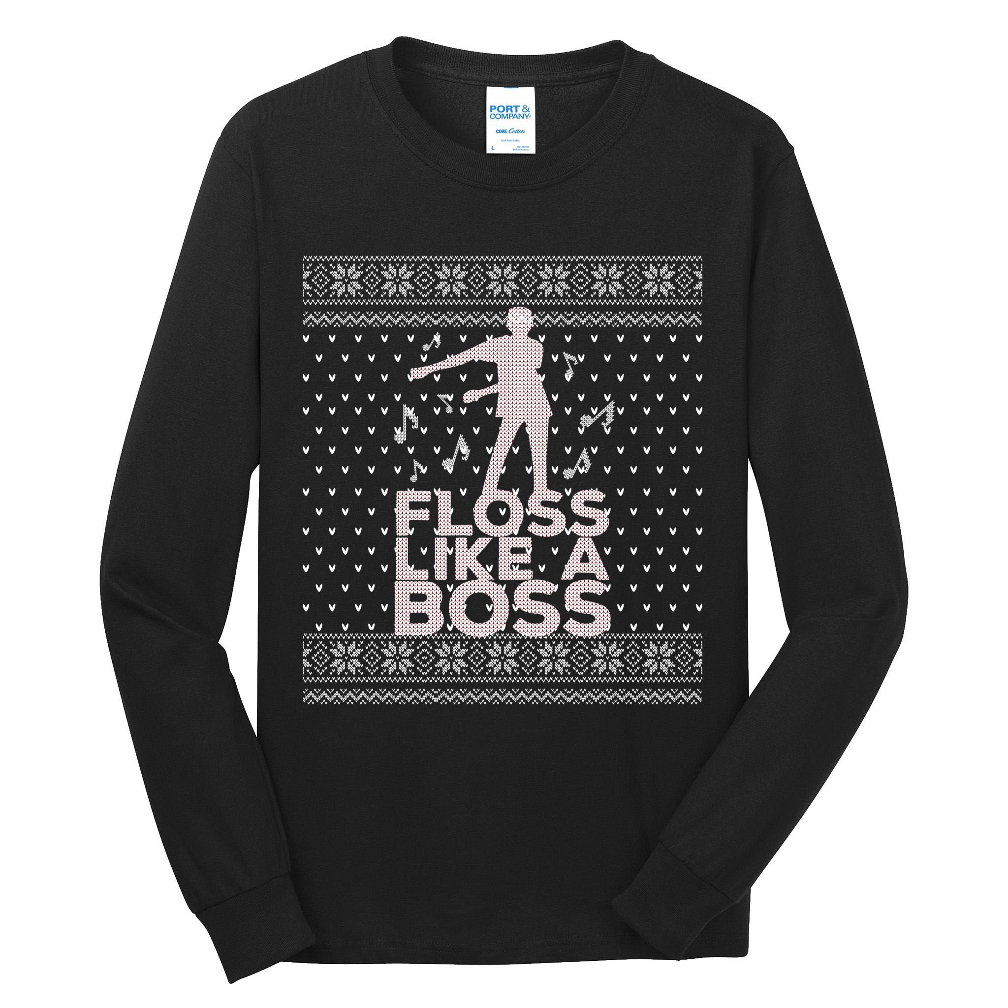 Floss Like A Boss Ugly Christmas Sweater Tall Long Sleeve T-Shirt