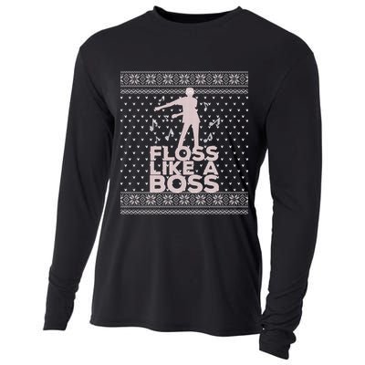 Floss Like A Boss Ugly Christmas Sweater Cooling Performance Long Sleeve Crew