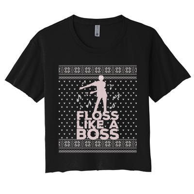 Floss Like A Boss Ugly Christmas Sweater Crop Top