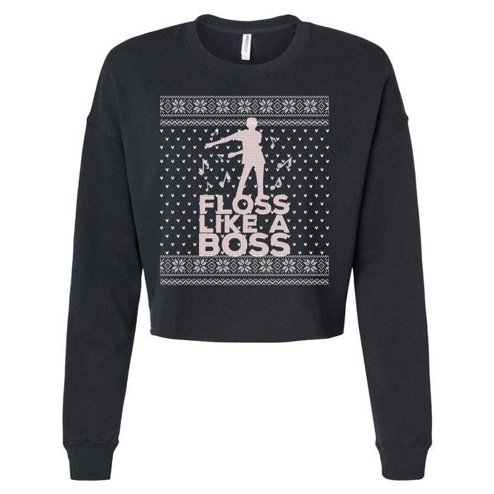 Floss Like A Boss Ugly Christmas Sweater Cropped Pullover Crew