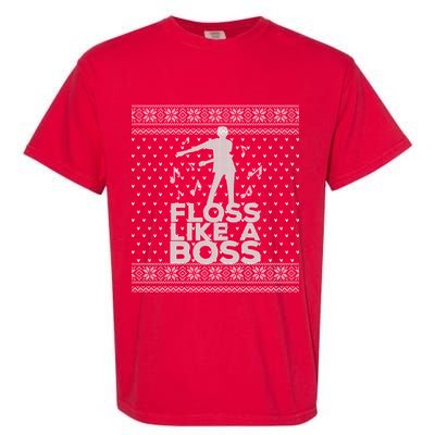 Floss Like A Boss Ugly Christmas Sweater Garment-Dyed Heavyweight T-Shirt