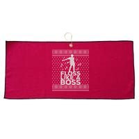 Floss Like A Boss Ugly Christmas Sweater Large Microfiber Waffle Golf Towel