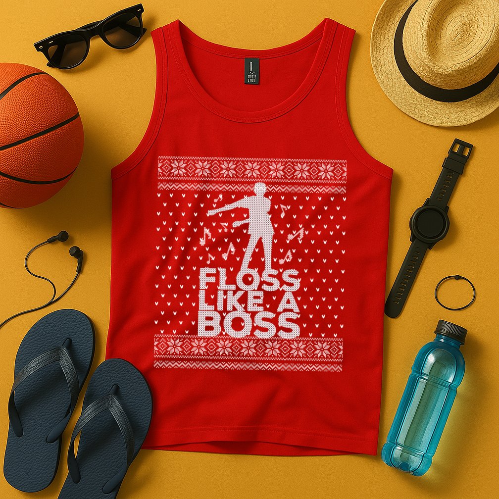 Floss Like A Boss Ugly Christmas Sweater Tank Top