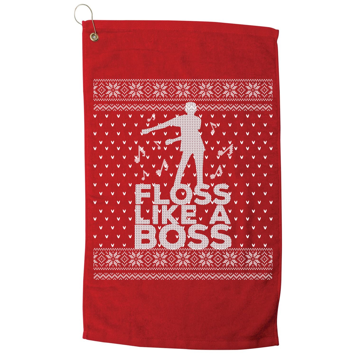 Floss Like A Boss Ugly Christmas Sweater Golf Towel