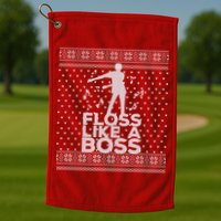 Floss Like A Boss Ugly Christmas Sweater Golf Towel