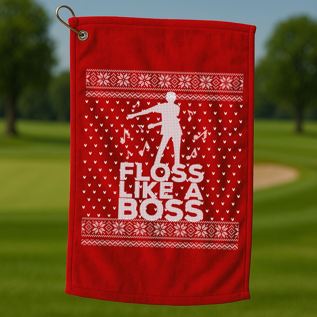 Floss Like A Boss Ugly Christmas Sweater Golf Towel
