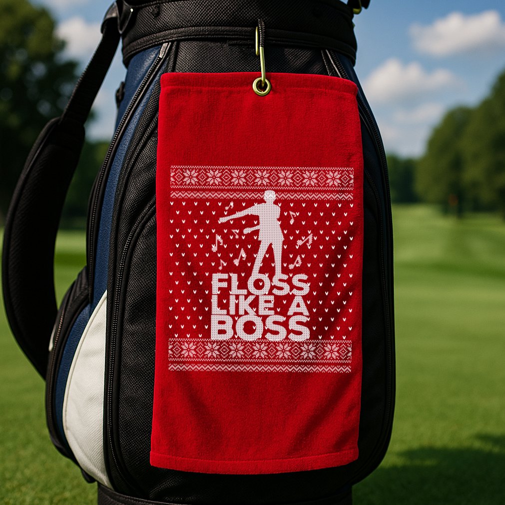 Floss Like A Boss Ugly Christmas Sweater Golf Towel