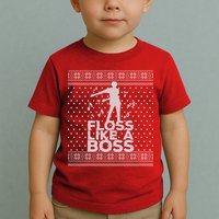 Floss Like A Boss Ugly Christmas Sweater Toddler T-Shirt