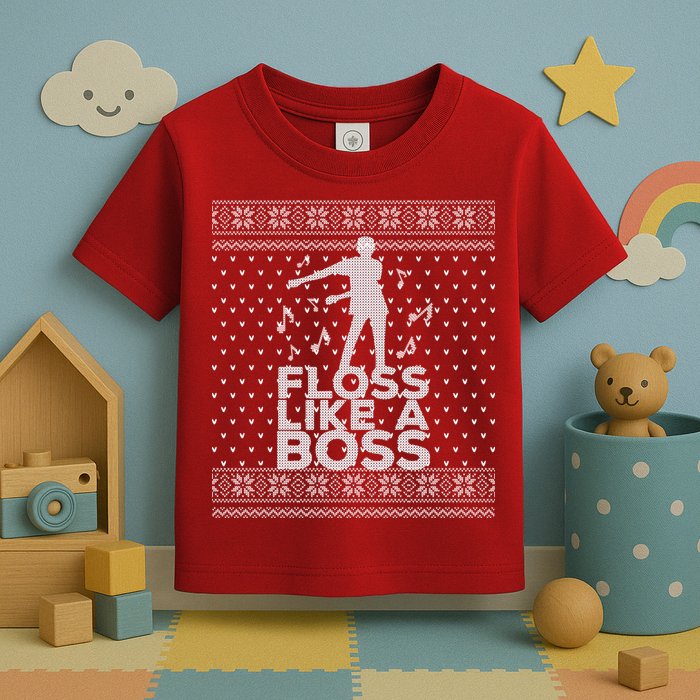 Floss Like A Boss Ugly Christmas Sweater Toddler T-Shirt