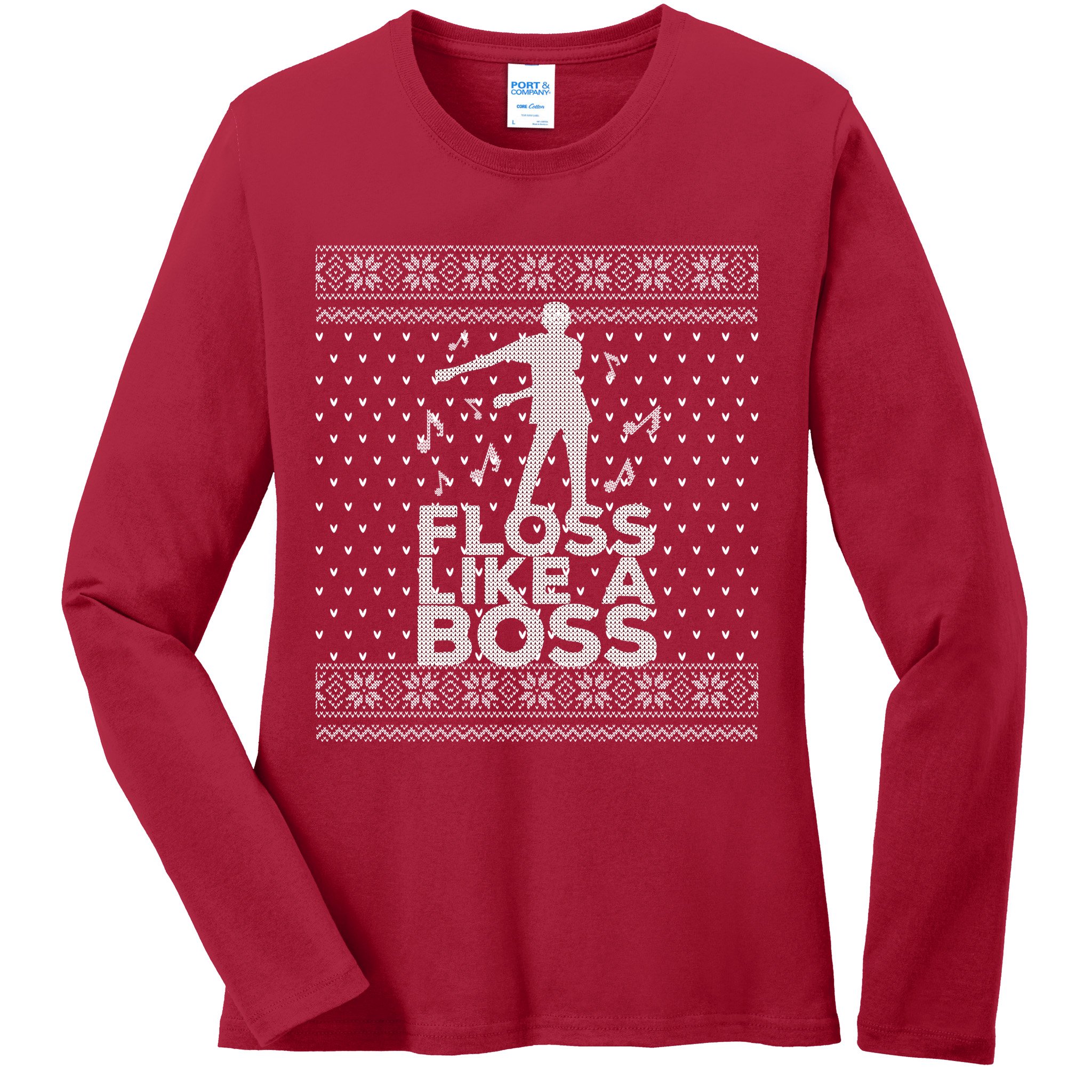 Floss Like A Boss Ugly Christmas Sweater Ladies Long Sleeve Shirt