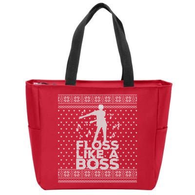 Floss Like A Boss Ugly Christmas Sweater Zip Tote Bag