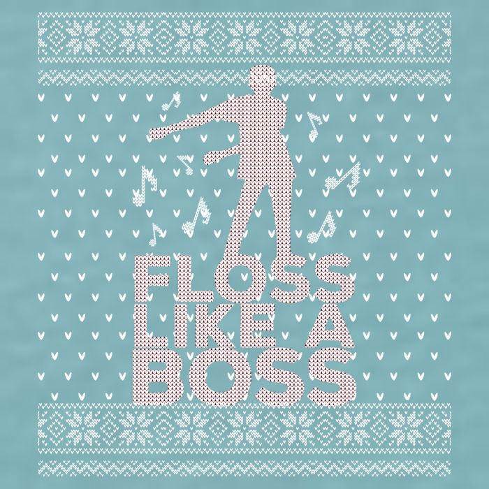 Floss Like A Boss Ugly Christmas Sweater Sueded Cloud Jersey T-Shirt