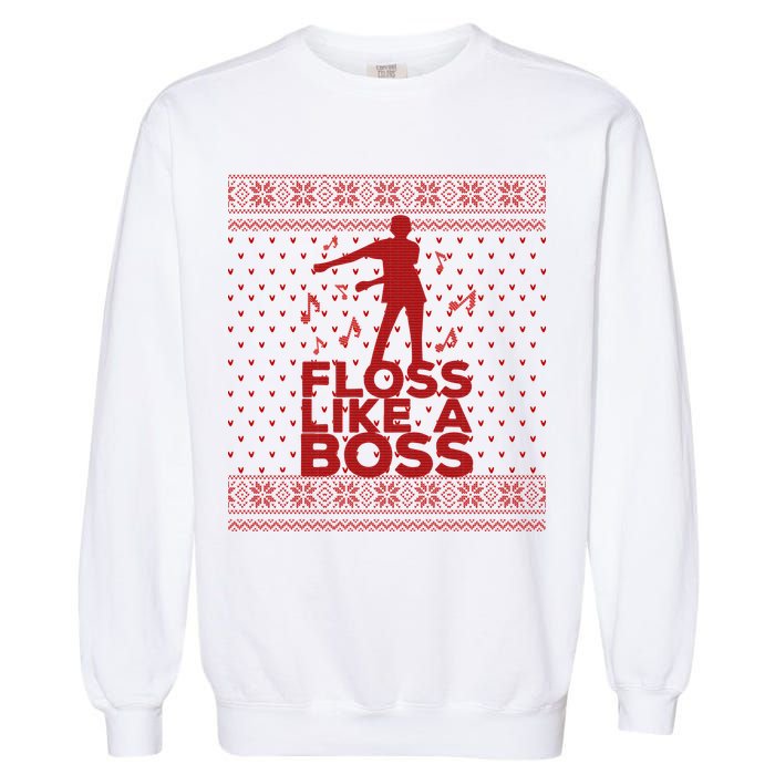 Floss Like A Boss Ugly Christmas Sweater Garment-Dyed Sweatshirt