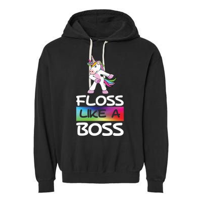 Floss Like a Boss Unicorn Rainbow Garment-Dyed Fleece Hoodie