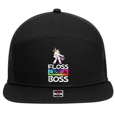 Floss Like a Boss Unicorn Rainbow 7 Panel Mesh Trucker Snapback Hat