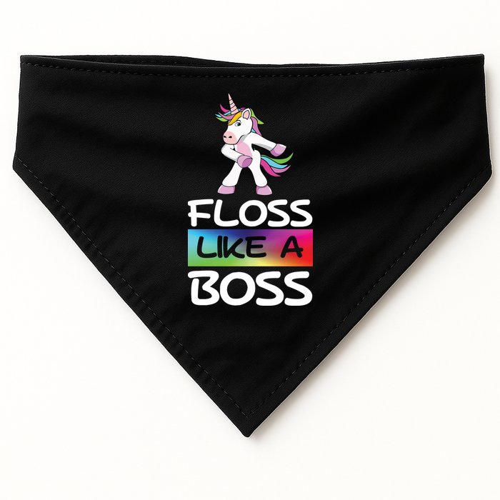 Floss Like a Boss Unicorn Rainbow USA-Made Doggie Bandana