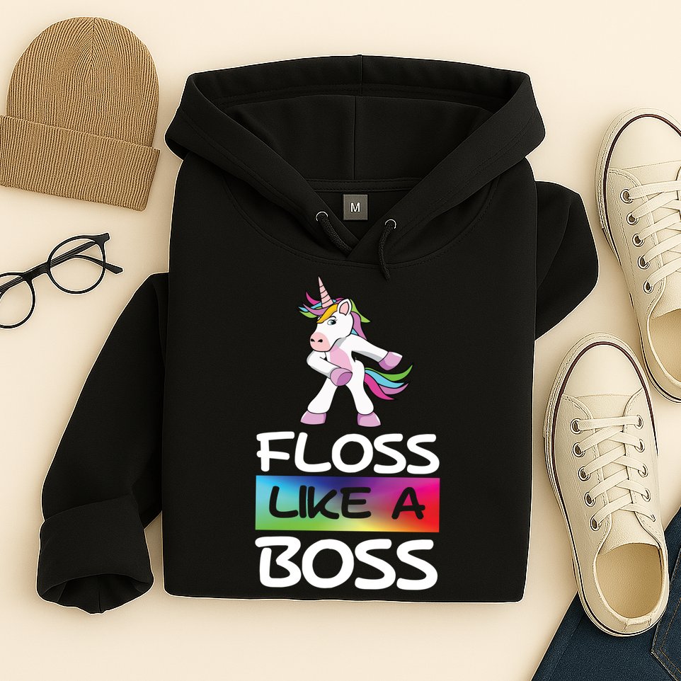 Floss Like a Boss Unicorn Rainbow Hoodie