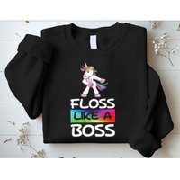 Floss Like a Boss Unicorn Rainbow Sweatshirt