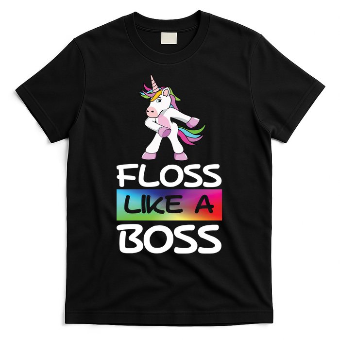 Floss Like a Boss Unicorn Rainbow T-Shirt