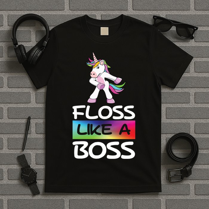 Floss Like a Boss Unicorn Rainbow T-Shirt