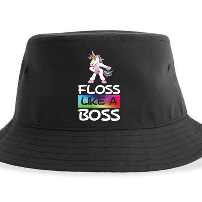 Floss Like a Boss Unicorn Rainbow Sustainable Bucket Hat