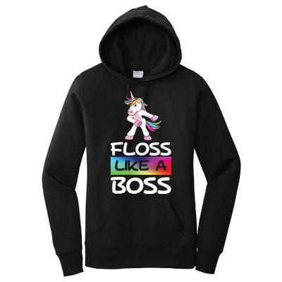 Floss Like a Boss Unicorn Rainbow Women's Pullover Hoodie