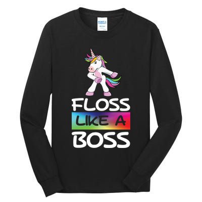 Floss Like a Boss Unicorn Rainbow Tall Long Sleeve T-Shirt