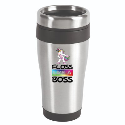 Floss Like a Boss Unicorn Rainbow 16oz Travel Tumbler