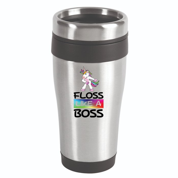Floss Like a Boss Unicorn Rainbow 16oz Travel Tumbler