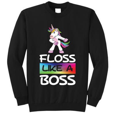 Floss Like a Boss Unicorn Rainbow Tall Sweatshirt
