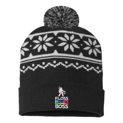 Floss Like a Boss Unicorn Rainbow USA-Made Snowflake Beanie