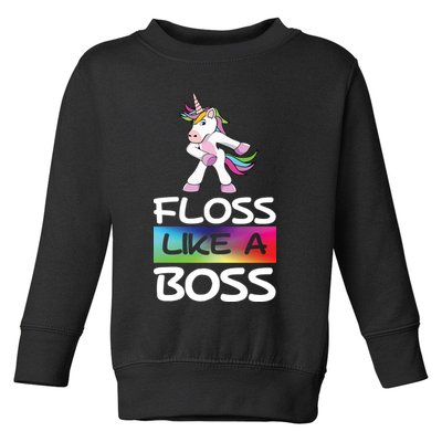 Floss Like a Boss Unicorn Rainbow Toddler Sweatshirt