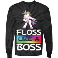 Floss Like a Boss Unicorn Rainbow Tie-Dye Long Sleeve Shirt