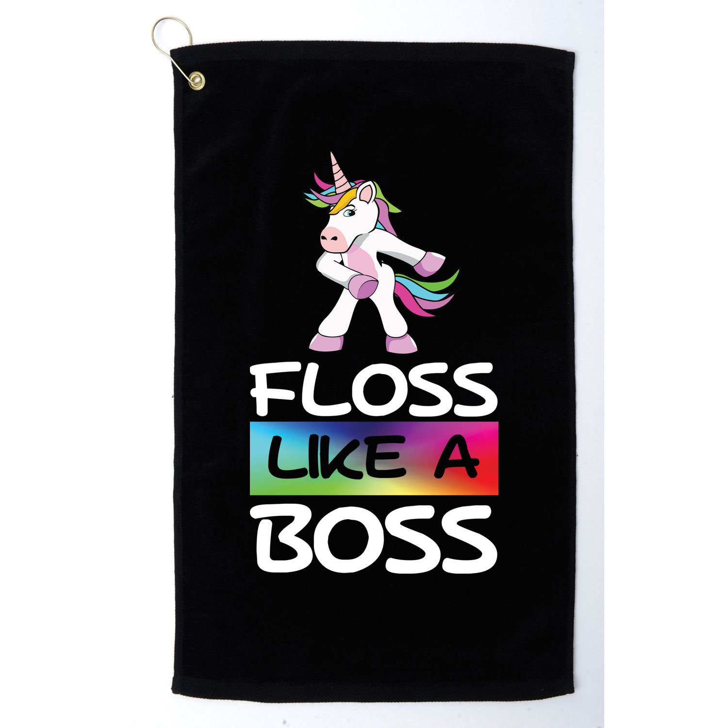 Floss Like a Boss Unicorn Rainbow Golf Towel