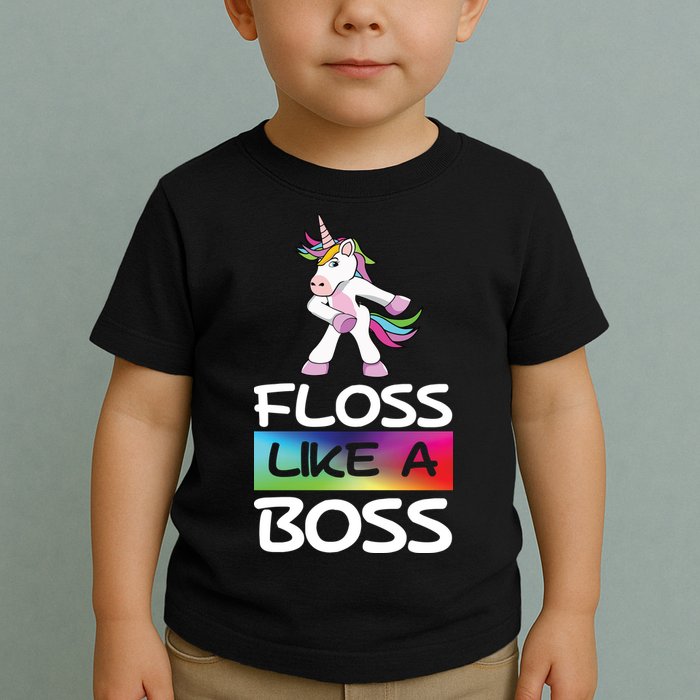 Floss Like a Boss Unicorn Rainbow Toddler T-Shirt