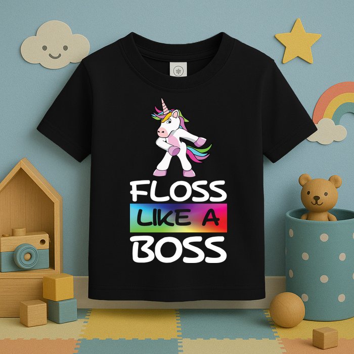 Floss Like a Boss Unicorn Rainbow Toddler T-Shirt